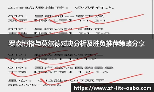 罗森博格与莫尔德对决分析及胜负推荐策略分享